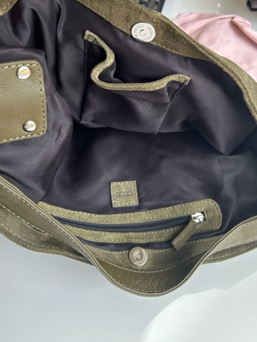 ASOS Olive Green Suede Shoulder Bag NWOT - Picture 7 of 10